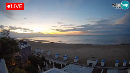 Panoramic view of Grado beach and the Marine Thermal Baths